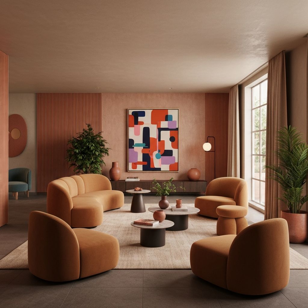 Elegant living room with warm earth tones